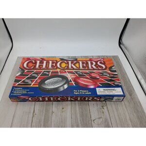 Classic Checkers Board Game With Board & 24 Plastic Checkers New